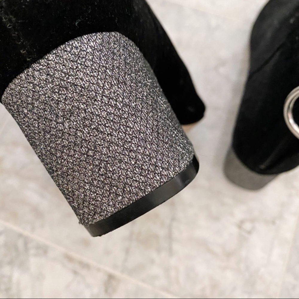H&M suede black booties with silver glitter block heel 7 - Picture 8 of 9